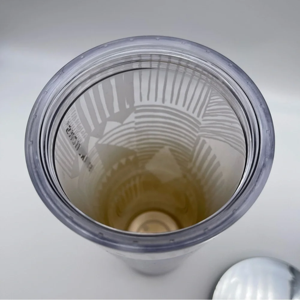 Starbucks 2014 Gold Silver White Ombré Tribal Aztec Geometric Print Tumbler Cup